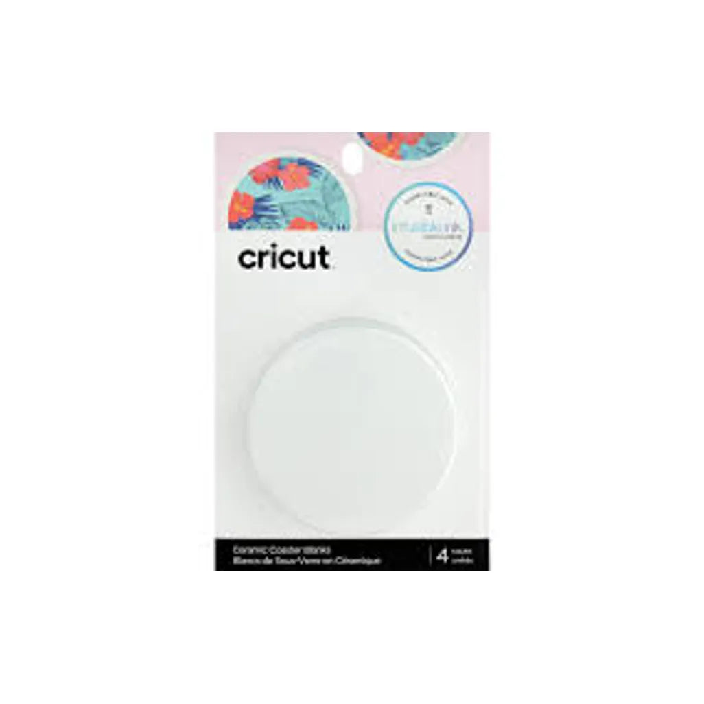 2006582: Cricut Infusible Ink Ceramic Coasters 4-pack (White; Round); 4 round coasters 3.6'' dia. (9.1 cm)