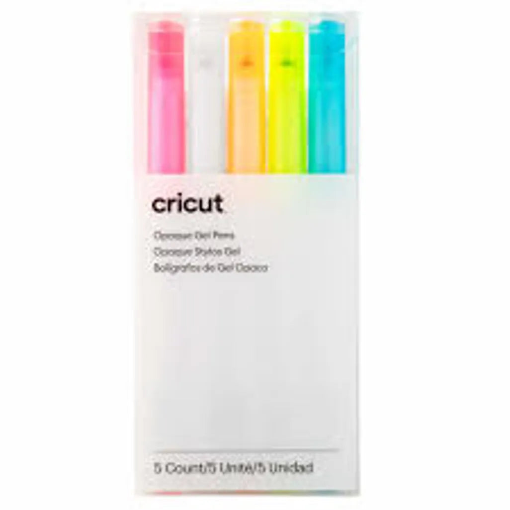 2009849 - Cricut 5 medium point (1.0 mm) opaque pens in pink; white; orange; yellow; and blue; Highly opaque ink shows up well o - TechDriven Technologies