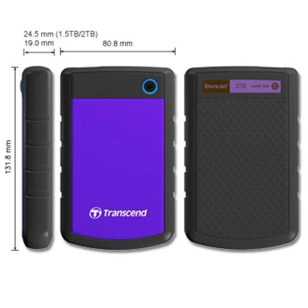 TRANSCEND 2TB USB3.1 RUGGED 2.5'' HDD - PURPLE - TechDriven Technologies