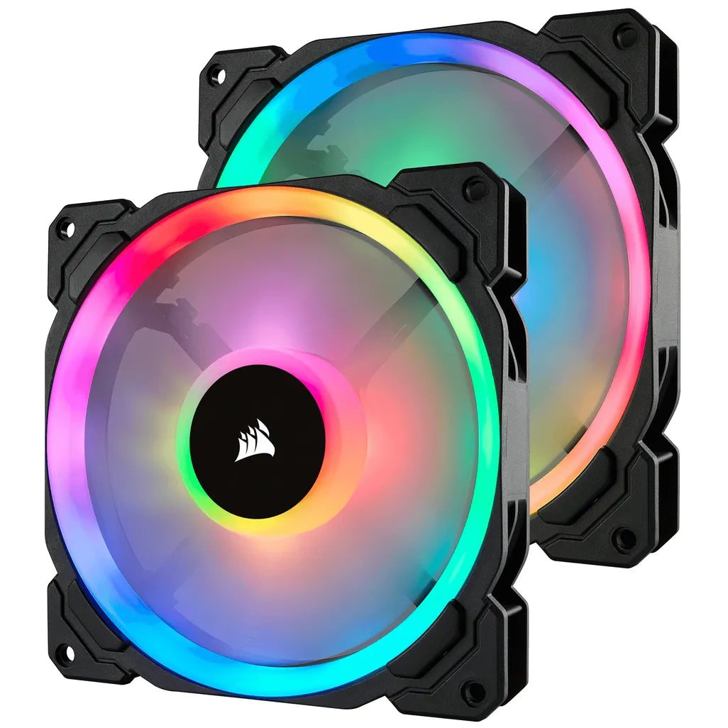 Corsair LL140 RGB 140mm Dual Light Loop RGB LED PWM 600 - 1300 RPM Cooling Fan — 2 Fan Pack with Lighting Node PRO - TechDriven Technologies