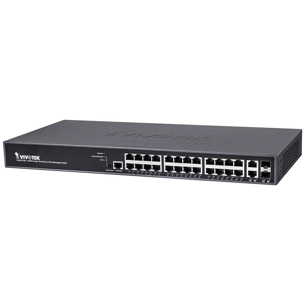 VIVOTEK Managed 24x GE PoE; 2x Combo SFP Switch; 370W - TechDriven Technologies