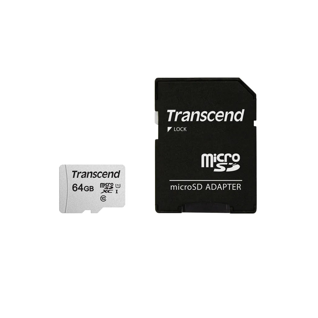 TRANSCEND 300S 64GB MICRO SD UHS-I U1 CLASS 10 READ 95 MB/S WRITE 45MB/S WITH SD ADAPTOR -TLC - TechDriven Technologies