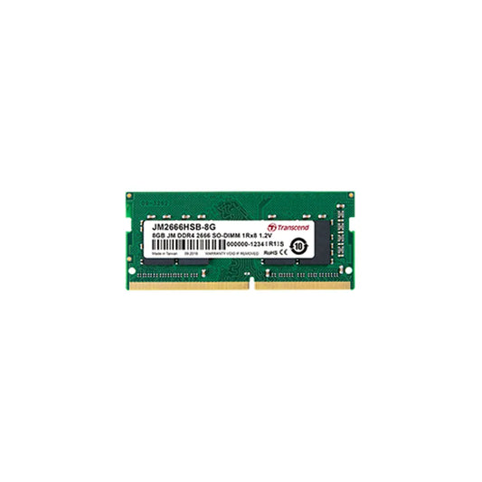 TRANSCEND JET MEMORY 8GB DDR4 2666MHZ SO-DIMM 1RX8 1GX8 CL19 1.2V - TechDriven Technologies