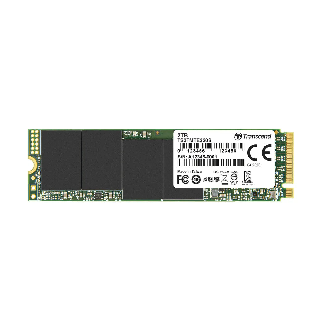 TRANSCEND 2TB MTE220S PCI-E GEN 3x4 NVMe M.2 2280 SSD 3D TLC with DRAM cache - 3500 MB/s Read 2900 MB/s Write - 4400 TBW - TechDriven Technologies