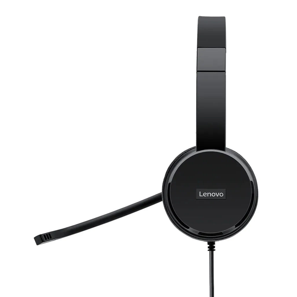 Lenovo 100 USB Stereo Headset|1.8m|Noise cancelling mic|protein leather; memory-foam ear cups and rotatable boom microphone - TechDriven Technologies