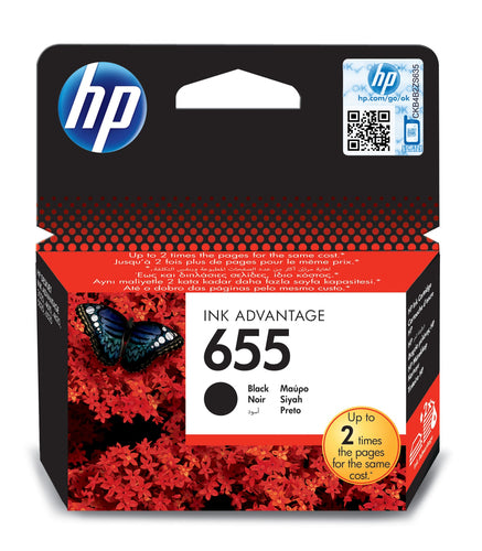 HP 655 BLACK ORIGINAL INK CARTRIDGE