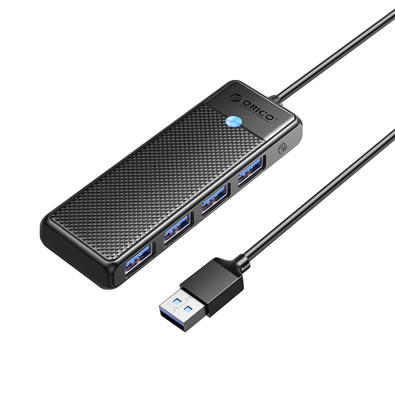 ORICO PW Series 4-Port USB3.0 Hub | USB-A | USB-A3.0 x 4 (5GBPS Sharing) | 15cm |Black