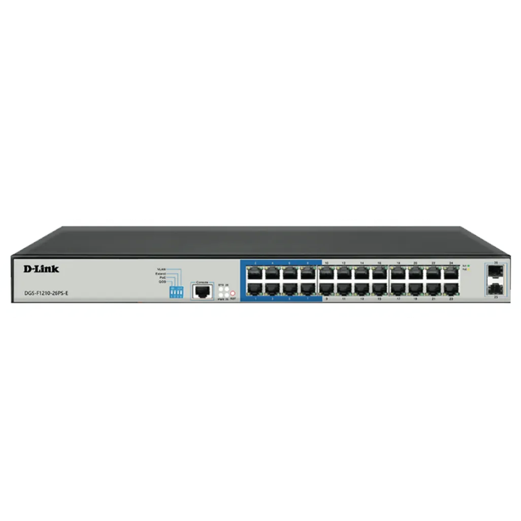 24 PoE 10/100/1000 ports + 2 Gigabit SFP ports Long Range Smart Switch 250W total POE budget; Max distance of 250m