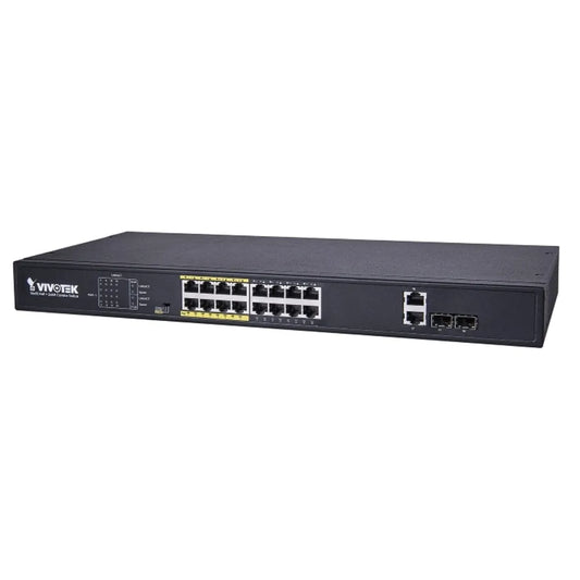 VIVOTEK Unmanaged 24x 10/100 PoE + 2x Gigabit/ SFP POE extender up to 200M; Rackmountable; 380W - TechDriven Technologies