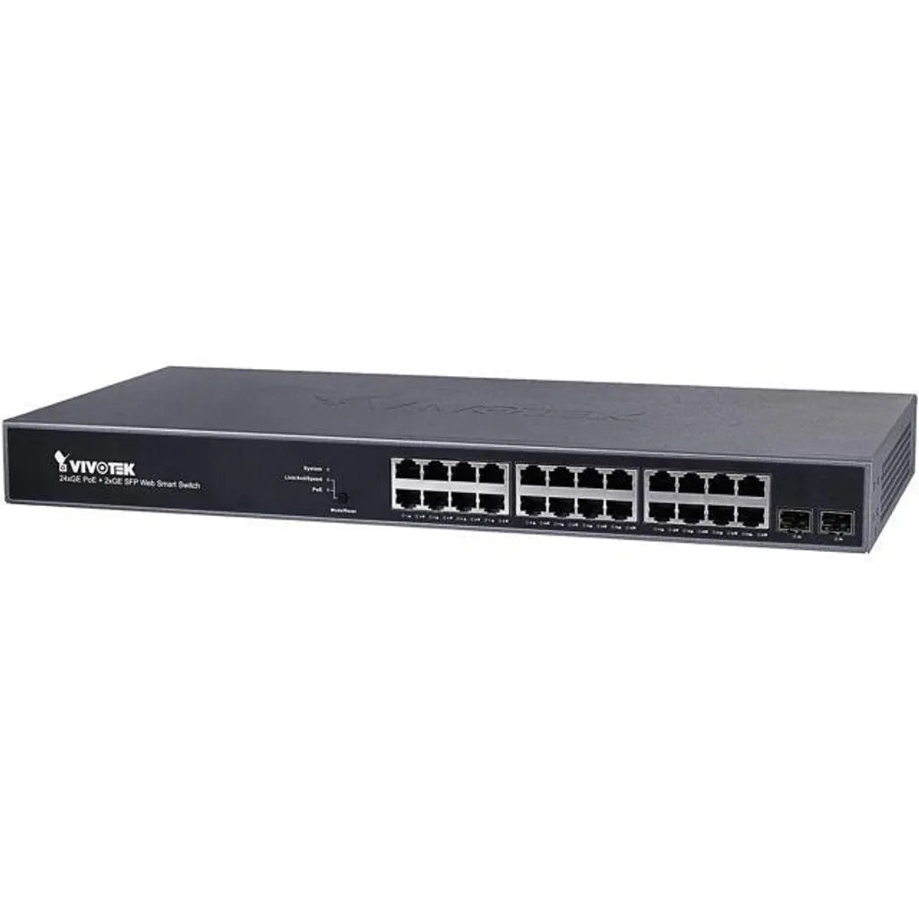 VIVOTEK Managed Websmart 24x Gigabit PoE 2x SFP; 370W - TechDriven Technologies