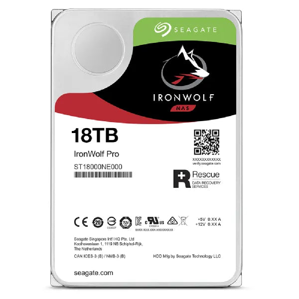 Seagate Ironwolf Pro ST18000NT001 18TB 3.5'' HDD NAS Drives 7200 RPM; SATA 6GB/s Interface; 256MB Cache;550TB/Year; Unlimited Ba - TechDriven Technologies