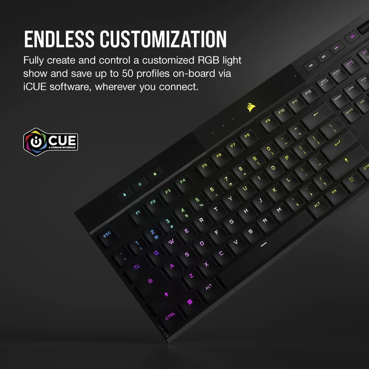 CORSAIR K100 AIR WIRELESS RGB Ultra-Thin Mechanical Gaming Keyboard - CHERRY MX Ultra Low Profile - Black