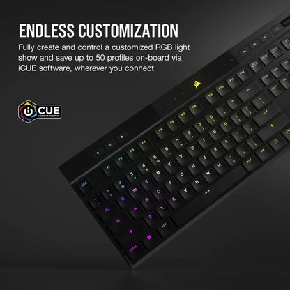 CORSAIR K100 AIR WIRELESS RGB Ultra-Thin Mechanical Gaming Keyboard - CHERRY MX Ultra Low Profile - Black