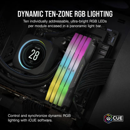 Corsair VENGEANCE® RGB AMD EXPO64GB (2 x 32GB) DDR5 DRAM 5200MHz C40 Memory Kit; 40-40-40-77; 1.25V; Cool Grey.