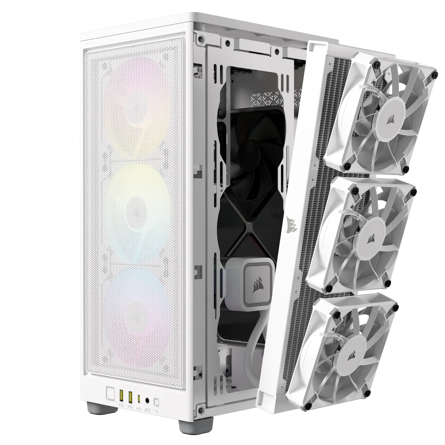 2000D ICUE Airflow Tempered Glass Mid-Tower; White; AF Slim fans/SF PSU only - TechDriven Technologies