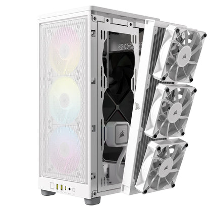 2000D ICUE Airflow Tempered Glass Mid-Tower; White; AF Slim fans/SF PSU only - TechDriven Technologies