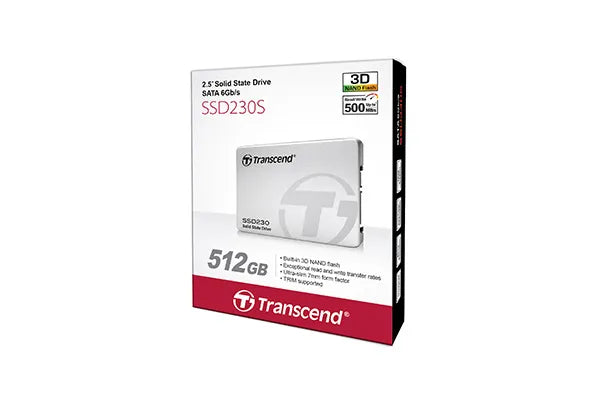 TRANSCEND 512GB SSD230S 2.5' SSD DRIVE - SATA III 3D TLC with DRAM cache - 560MB/s Read 500MB/s Write - 280TBW - TechDriven Technologies