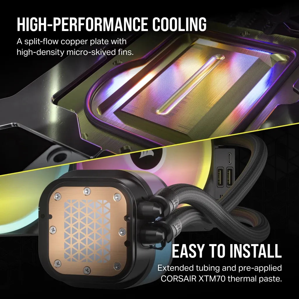 CORSAIR iCUE LINK H115i RGB Liquid CPU Cooler - QX140 RGB Fans - 280mm Radiator - Fits Intel® LGA 1700; AMD® AM5 - Hub included - TechDriven Technologies