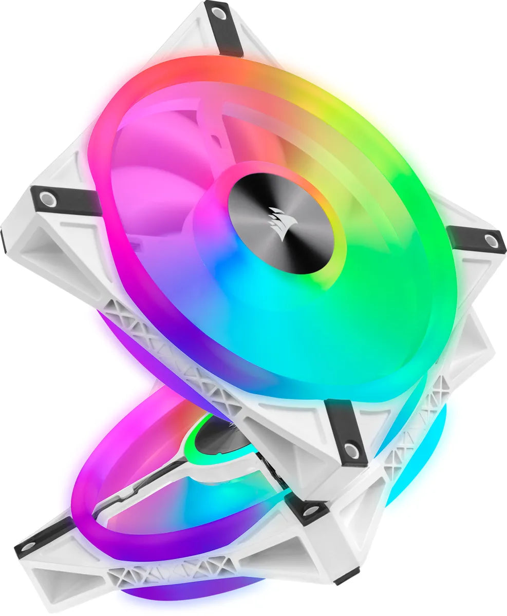 iCUE QL140 RGB 140mm PWM Dual Fan Kit with Lighting Node CORE - White - TechDriven Technologies