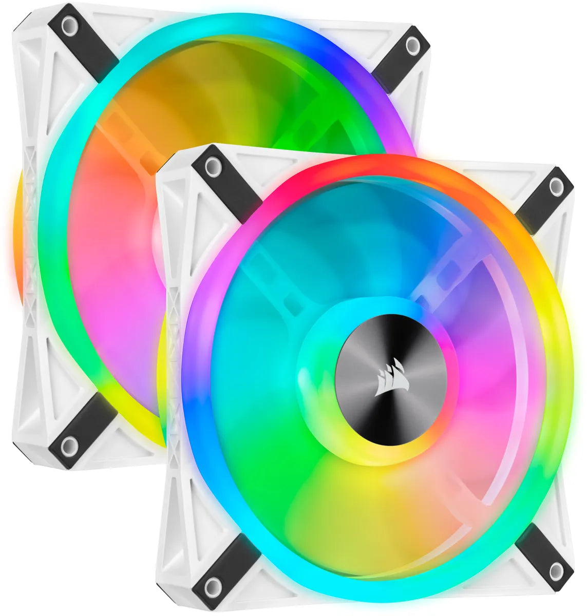 iCUE QL140 RGB 140mm PWM Dual Fan Kit with Lighting Node CORE - White - TechDriven Technologies