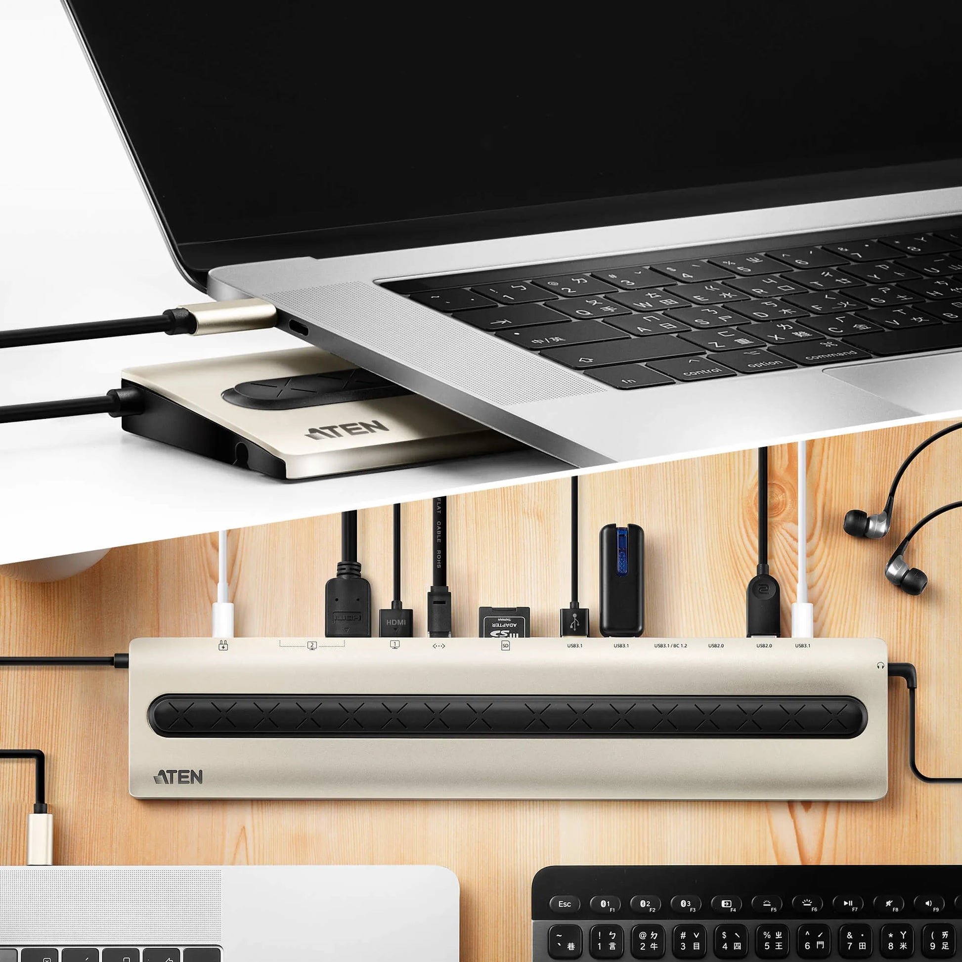 ATEN Dock; 15'' USB-C Multiport Dock with Power Pass-Through . - TechDriven Technologies