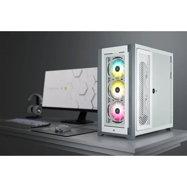 iCUE 5000X RGB Tempered Glass Mid-Tower; White - TechDriven Technologies