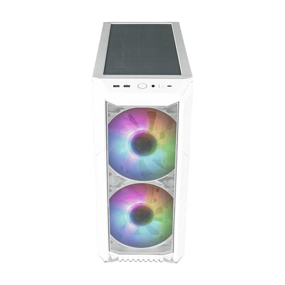 CM Case H500; 2 x 200mm rgb fans with controller; ATX; Case handle; Mesh and Transparent covers; White - TechDriven Technologies