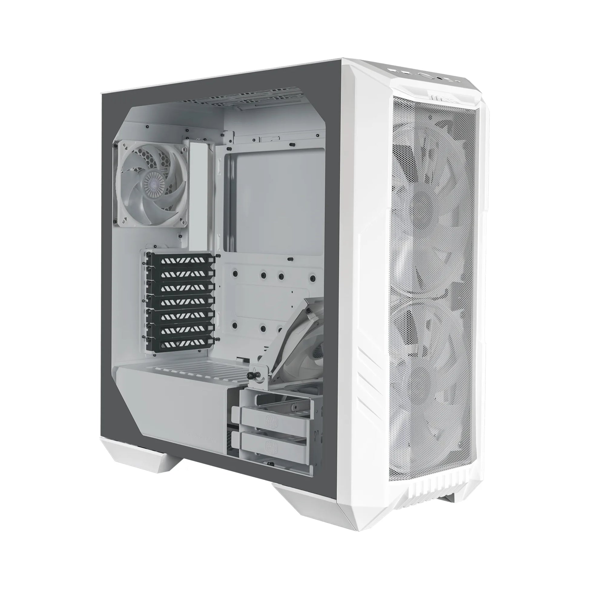 CM Case H500; 2 x 200mm rgb fans with controller; ATX; Case handle; Mesh and Transparent covers; White - TechDriven Technologies