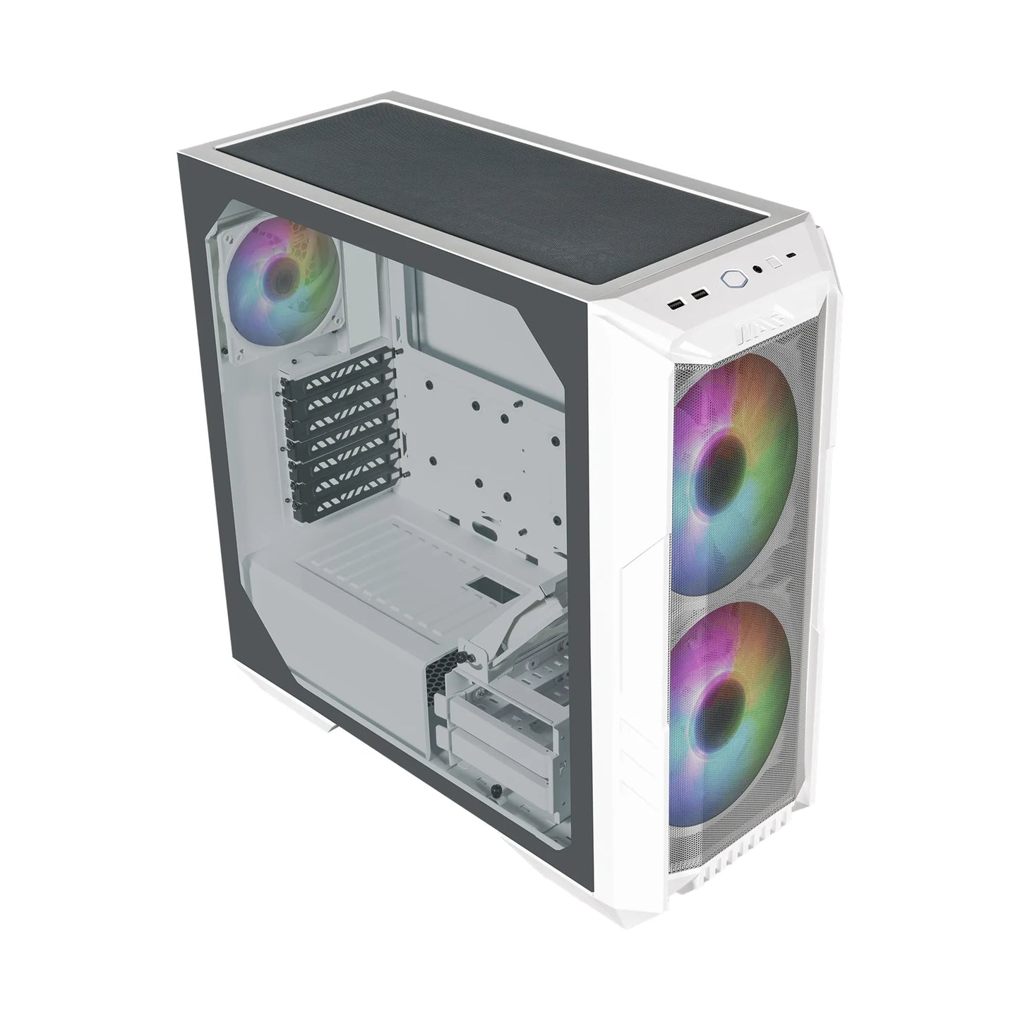 CM Case H500; 2 x 200mm rgb fans with controller; ATX; Case handle; Mesh and Transparent covers; White - TechDriven Technologies