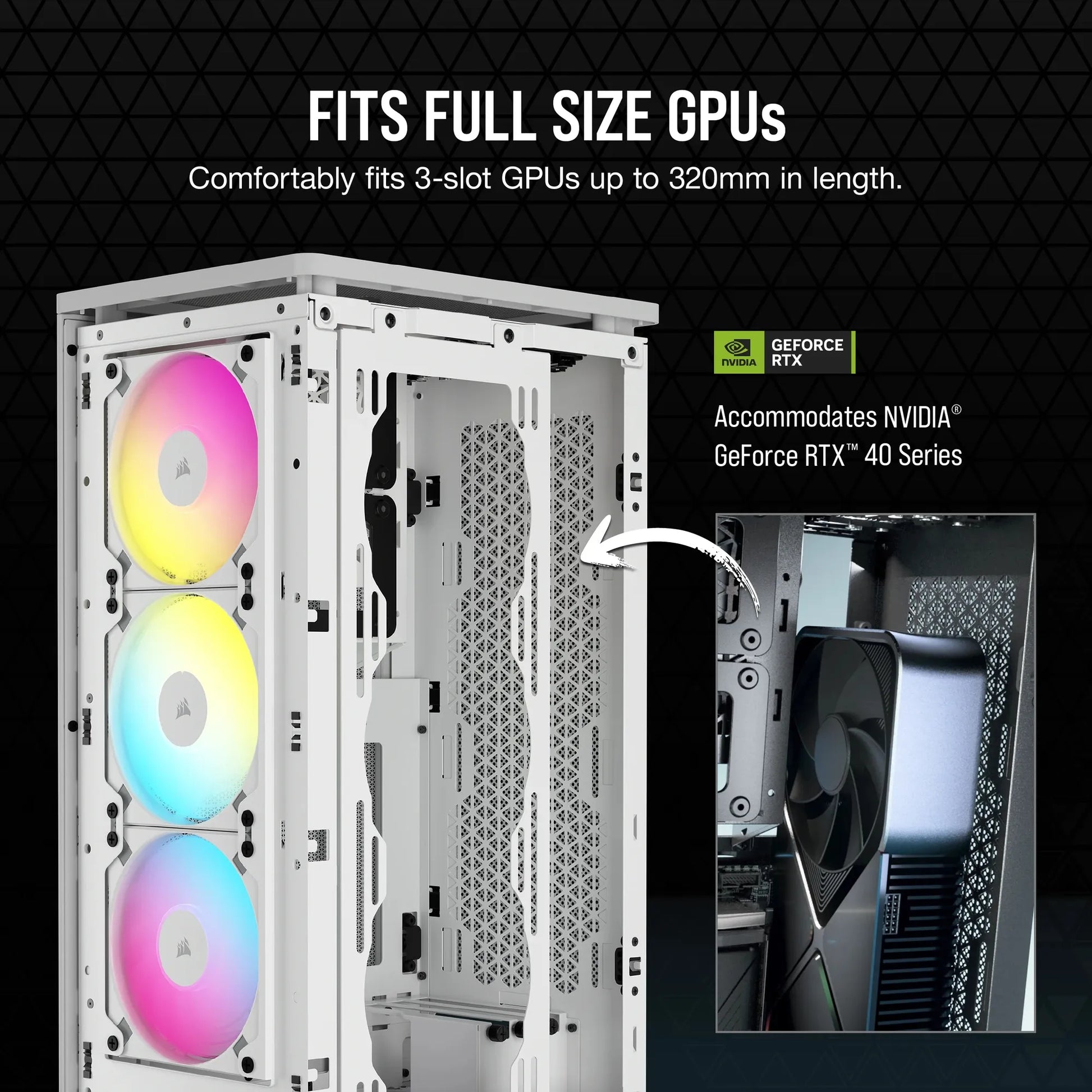 2000D ICUE Airflow Tempered Glass Mid-Tower; White; AF Slim fans/SF PSU only - TechDriven Technologies