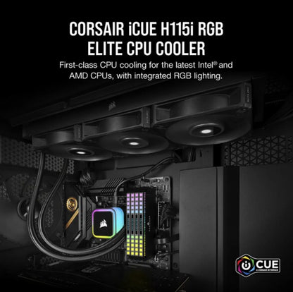 Corsair iCUE H115i Elite; 280MM; 2x AF140 Elite fans. - TechDriven Technologies