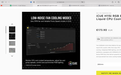 Corsair iCUE H115i Elite; 280MM; 2x AF140 Elite fans. - TechDriven Technologies