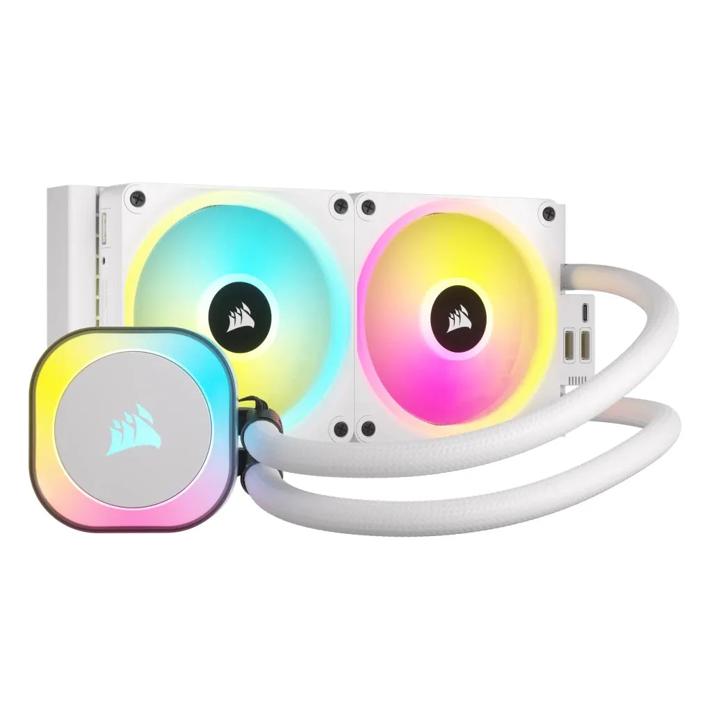 CORSAIR iCUE LINK H100i RGB Liquid CPU Cooler - QX120 RGB Fans - White - 240mm Radiator - Fits Intel® LGA 1700; AMD® AM5 - Hub I - TechDriven Technologies