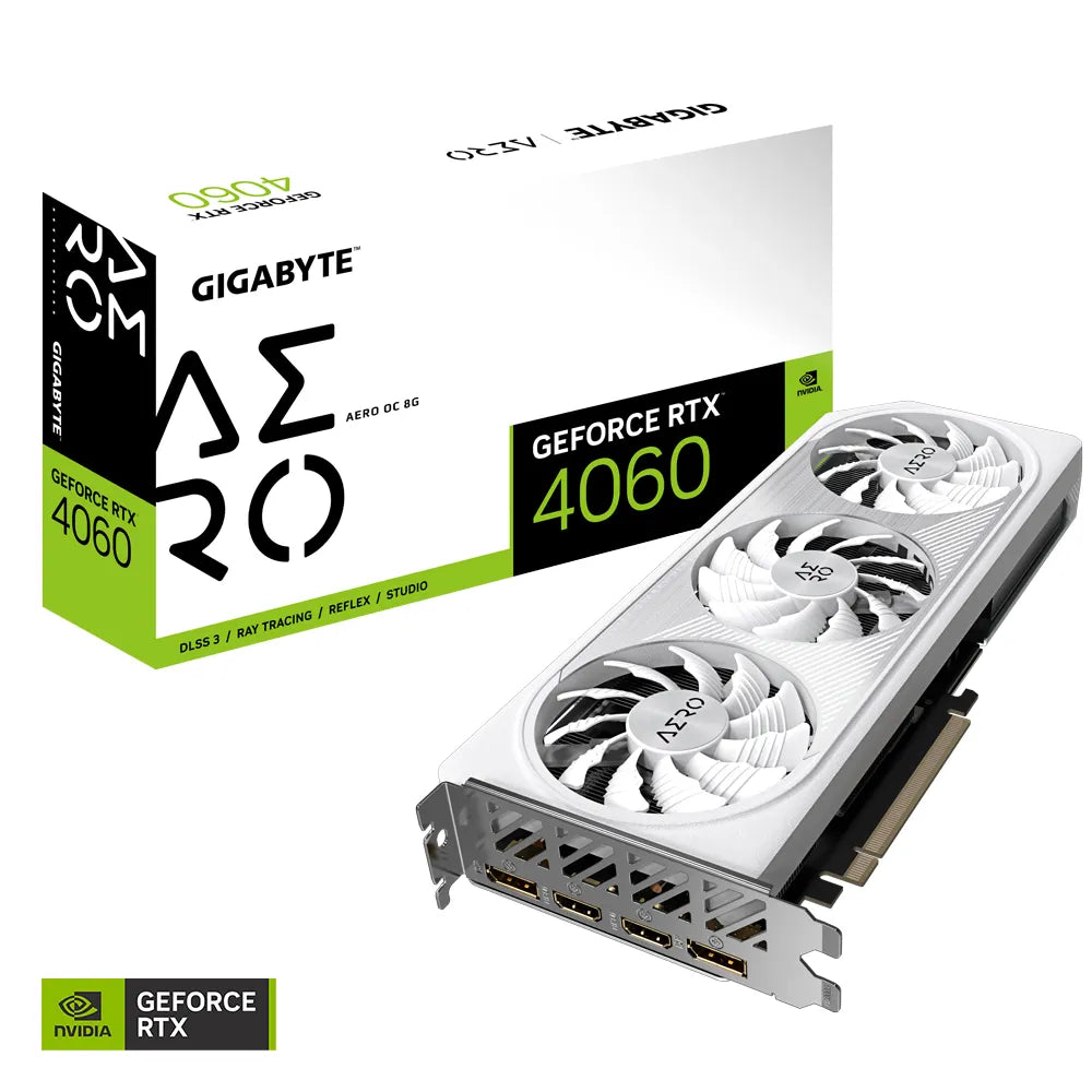 GIGABYTE Graphics nVidia GeForce® RTX 4060 AERO OC - 8G GDDR6 HDMIx2/DP x2.