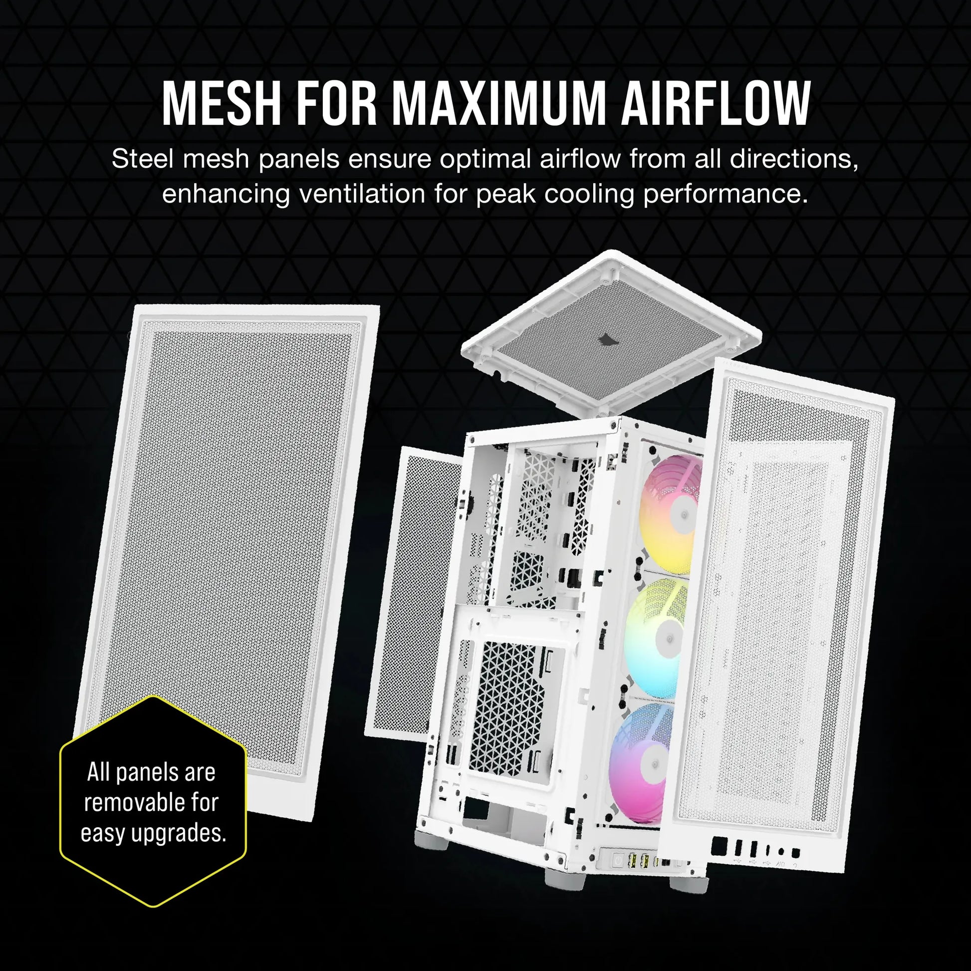 2000D ICUE Airflow Tempered Glass Mid-Tower; White; AF Slim fans/SF PSU only - TechDriven Technologies