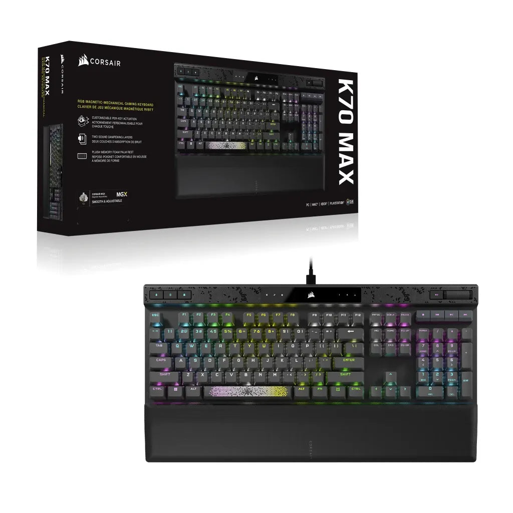 CORSAIR K70 MAX RGB Magnetic-Mechanical Gaming Keyboard; Adjustable CORSAIR MGX Switches; Steel Gray - TechDriven Technologies