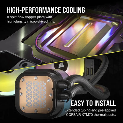 CORSAIR iCUE LINK H100i RGB Liquid CPU Cooler - QX120 RGB Fans - 240mm Radiator - Fits Intel® LGA 1700; AMD® AM5 - Hub Included - TechDriven Technologies