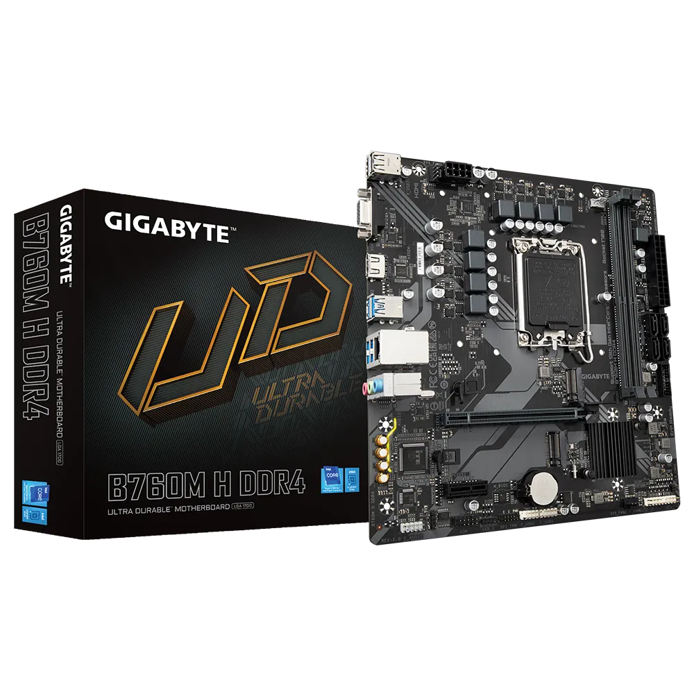 GIGABYTE Motherboard Intel® B760 Chipset for LGA 1700; 2x DDR4; 2x M2; VGA/HDMI; mATX.